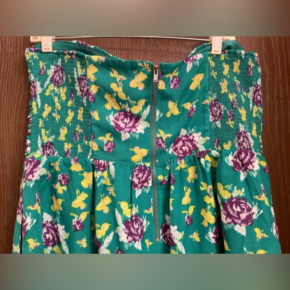 GAP Women Strapless Green Floral Dress Sz-18 - Picture 8 of 9